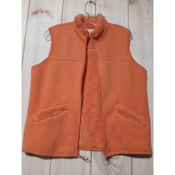 Coldwater Creek Vest Ladies Medium Orange Plush - Picture 3 of 7